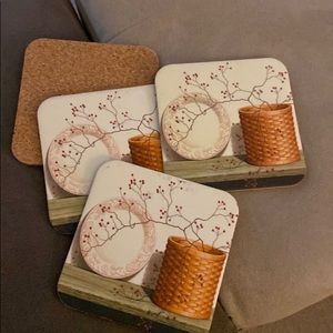 LONGABERGER CORK BACK COASTER SET